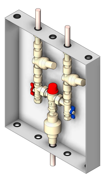 Cabinet Wall Enware Aquablend TopAndBottomPipes TMV