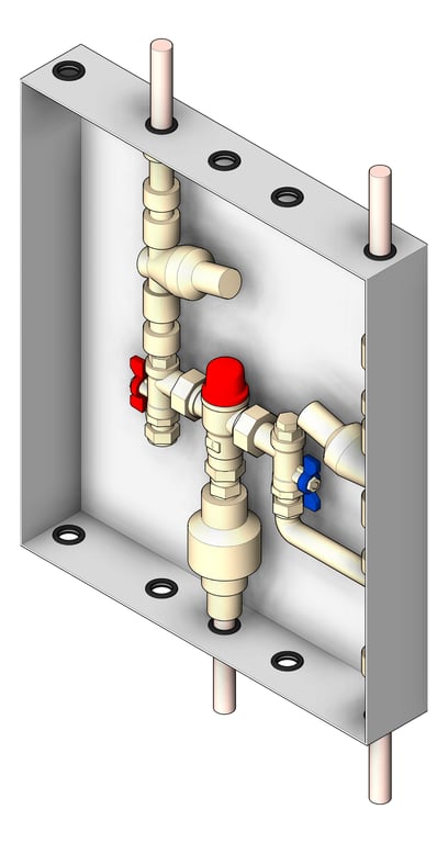 Cabinet Wall Enware Aquablend TopAndBottomPipes TMV ColdBypass