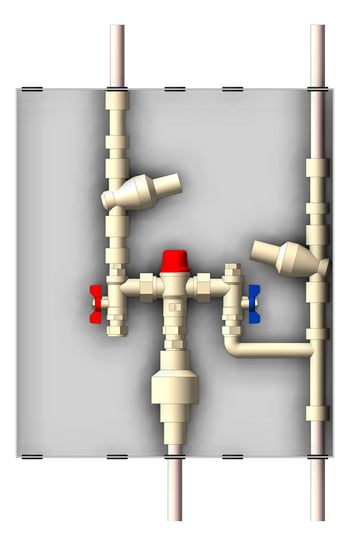 Front Image of Cabinet Wall Enware Aquablend TopAndBottomPipes TMV ColdBypass