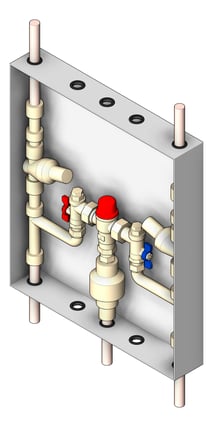 3D Shaded Image of Cabinet Wall Enware Aquablend TopAndBottomPipes TMV ColdHotBypass