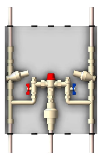 Front Image of Cabinet Wall Enware Aquablend TopAndBottomPipes TMV ColdHotBypass
