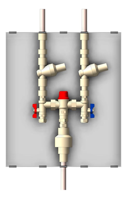 Front Image of Cabinet Wall Enware Aquablend TopAndBottomPipes TMV
