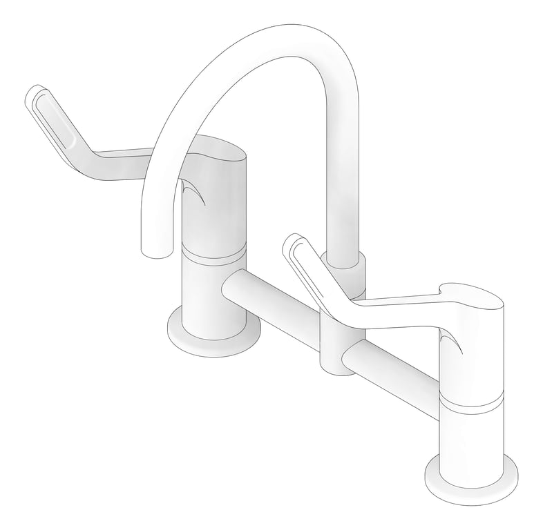 3D Documentation Image of TapSet Hob Enware WellbeingLeva Curved JumperValve