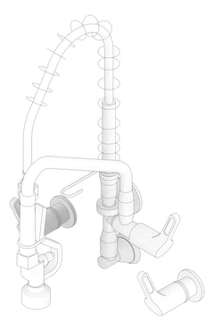 3D Documentation Image of TapSet Wall Enware PreRinseUnit PotFiller ConcealedMixer