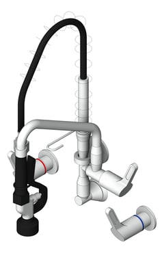 3D Shaded Image of TapSet Wall Enware PreRinseUnit PotFiller ConcealedMixer