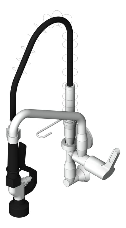 3D Shaded Image of TapSet Wall Enware PreRinseUnit PotFiller Short