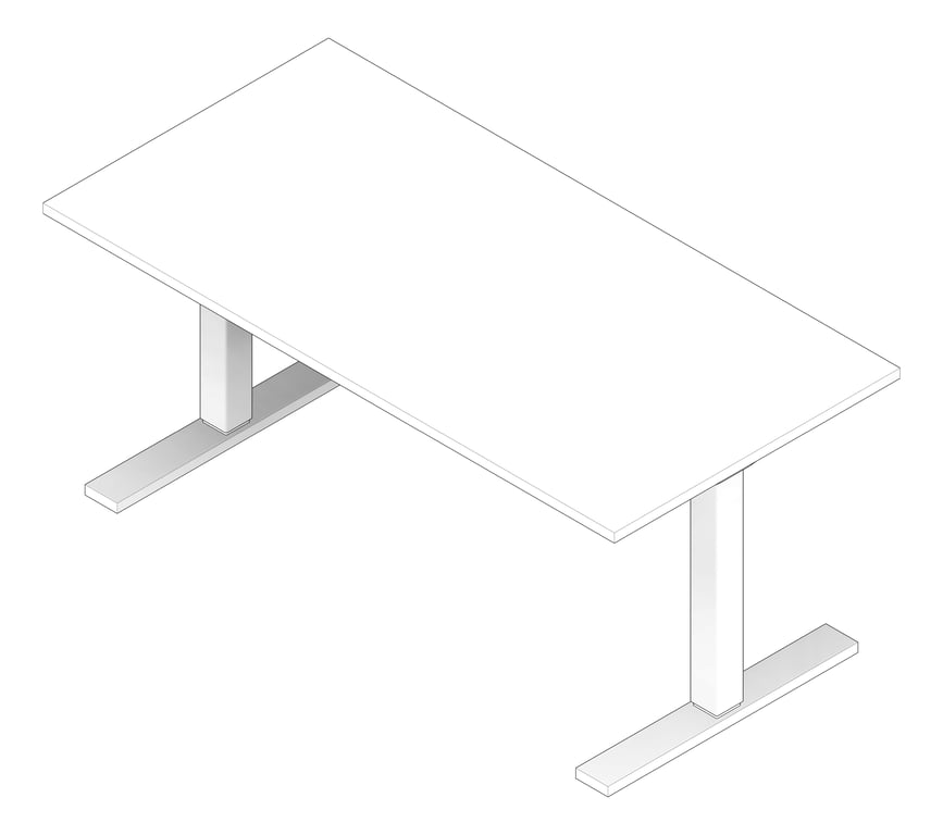 3D Documentation Image of Desk Single Europlan Tidal Essential AdjustableHeight