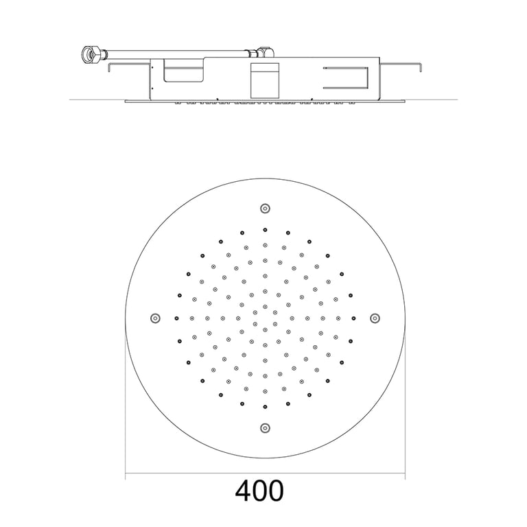 FaucetStrommen_AticoFlushCeilingShower400Round_Dimensions.jpg Image of Shower Ceiling FaucetStrommen Atico Round