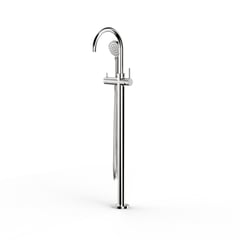 FaucetStrommen_PegasiFloorBathMixerCurveW.Handshower_Render.jpg Image of Mixer Floor FaucetStrommen Pegasi Bath HandShower Curve