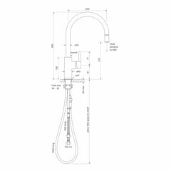 FaucetStrommen_PegasiMSinkMixerCurvePullOut_Dimensions.jpg Image of Mixer Sink FaucetStrommen PegasiM Curve PullOut