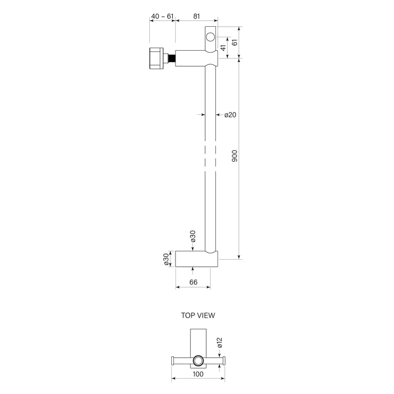 FaucetStrommen_PegasiNfVerticalHeatedTowelRailWTbar_Dimensions.jpg Image of TowelRail Vertical FaucetStrommen PegasiNF Heated Tbar
