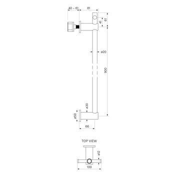 FaucetStrommen_PegasiVerticalHeatedTowelRailWTbar_Dimensions.jpg Image of TowelRail Vertical FaucetStrommen Pegasi Heated Tbar