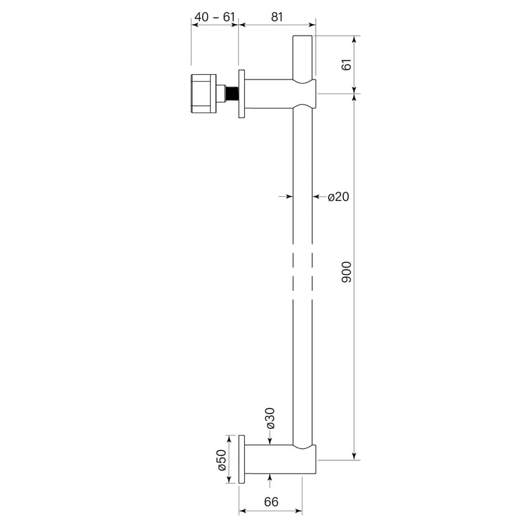 FaucetStrommen_PegasiVerticalHeatedTowelRail_Dimensions.jpg Image of TowelRail Vertical FaucetStrommen Pegasi Heated