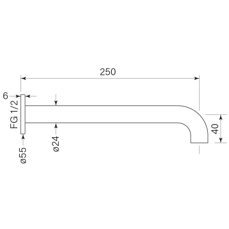 FaucetStrommen_PegasiWallBasinSpout250_Dimensions.jpg Image of Spout Basin FaucetStrommen Pegasi Wall 250