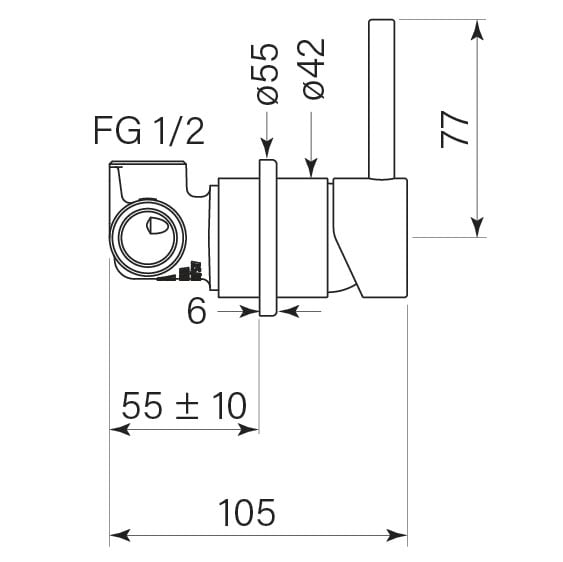 FaucetStrommen_PegasiWallMixer55_Dimensions.jpg Image of MixerTap Wall FaucetStrommen Pegasi 55mmCoverPlate