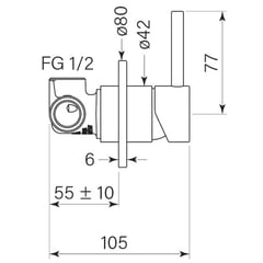 FaucetStrommen_PegasiWallMixer80_Dimensions.jpg Image of MixerTap Wall FaucetStrommen Pegasi 80mmCoverPlate
