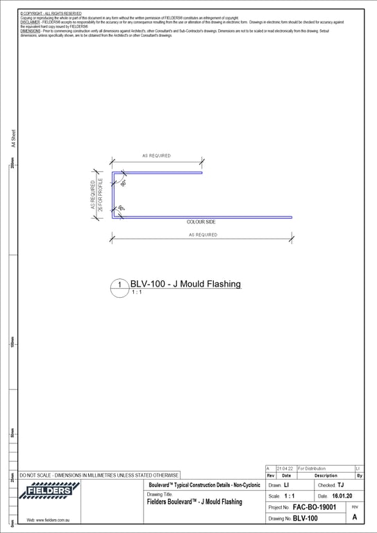  Image of BLV-100 - Fielders Boulevard™ - J Mould Flashing
