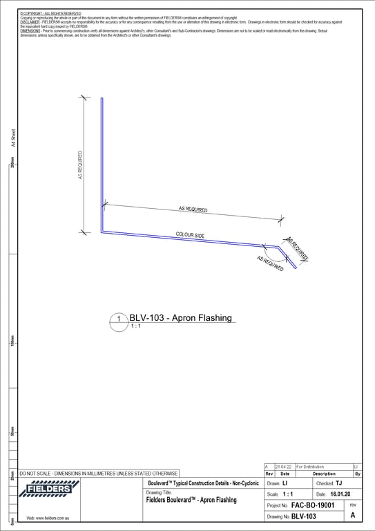Navigate to BLV-103 - Fielders Boulevard™ - Apron Flashing