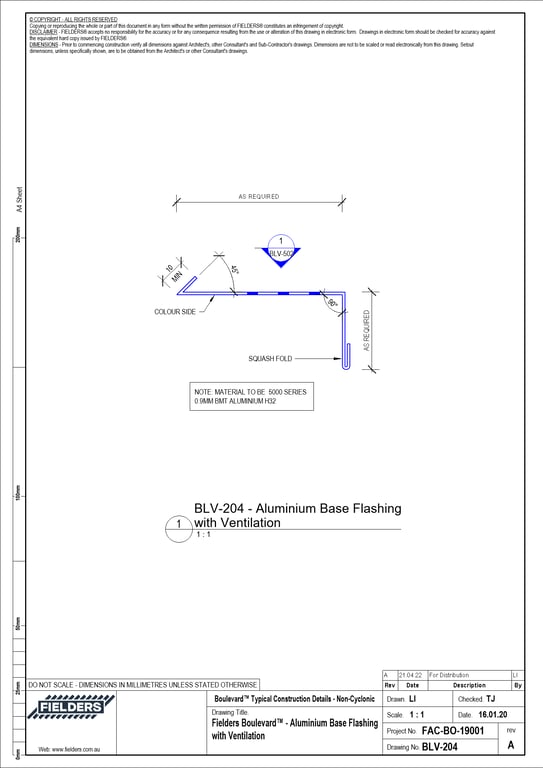  Image of BLV-204 - Fielders Boulevard™ - Aluminium Base Flashing with Ventilation