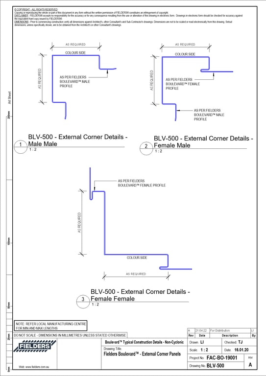 Navigate to BLV-500 - Fielders Boulevard™ - External Corner Panels