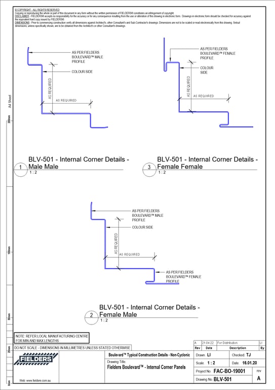 BLV-501 - Fielders Boulevard™ - Internal Corner Panels
