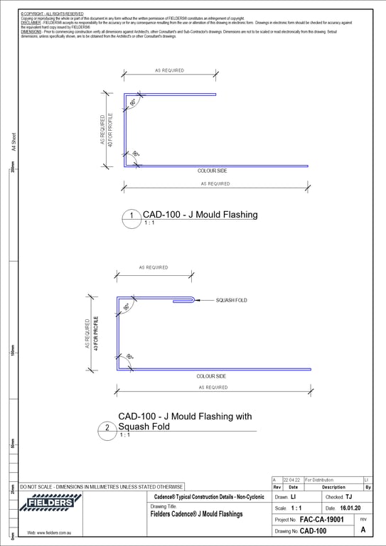 Navigate to CAD-100 - Fielders Cadence® J Mould Flashings