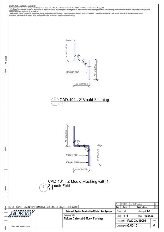  Image of CAD-101 - Fielders Cadence® Z Mould Flashings