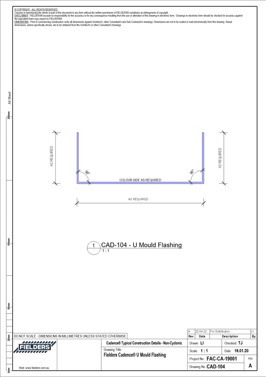  Image of CAD-104 - Fielders Cadence® U Mould Flashing