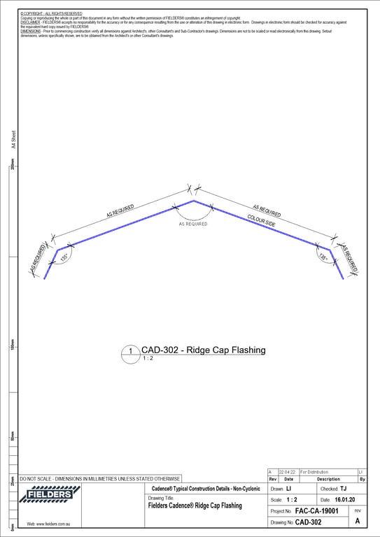 Navigate to CAD-302 - Fielders Cadence® Ridge Cap Flashing