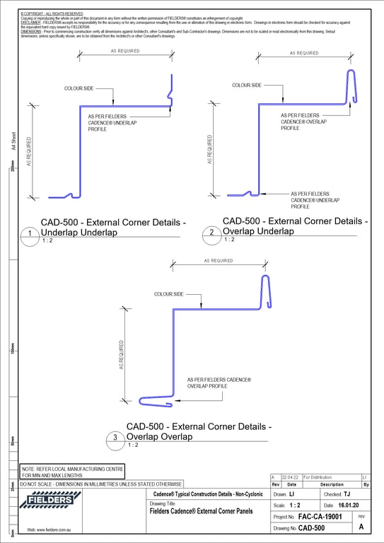  Image of CAD-500 - Fielders Cadence® External Corner Panels