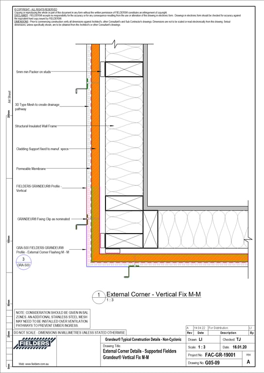 Navigate to G05-09 - External Corner Details - Supported Fielders Grandeur® Vertical Fix M-M