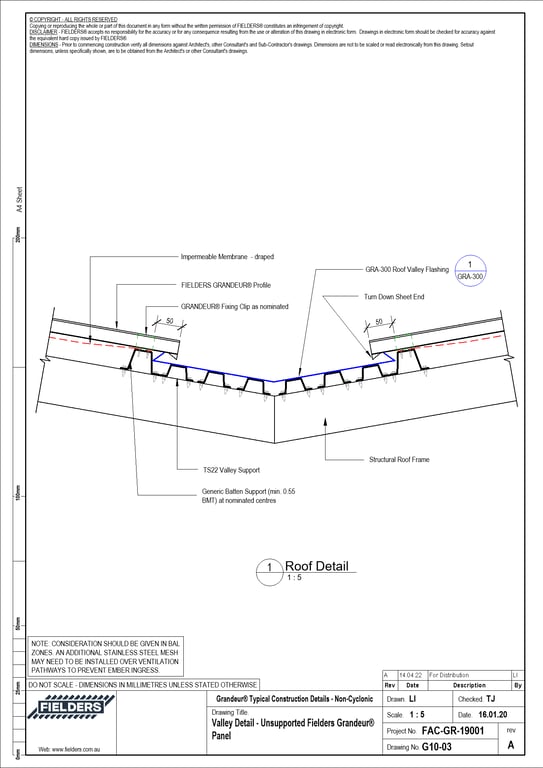 Navigate to G10-03 - Valley Detail - Unsupported Fielders Grandeur® Panel
