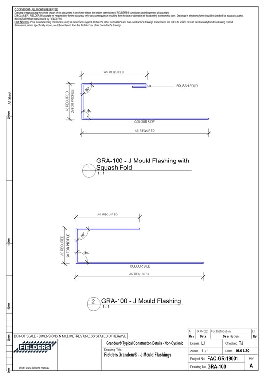 Navigate to GRA-100 - Fielders Grandeur® - J Mould Flashings