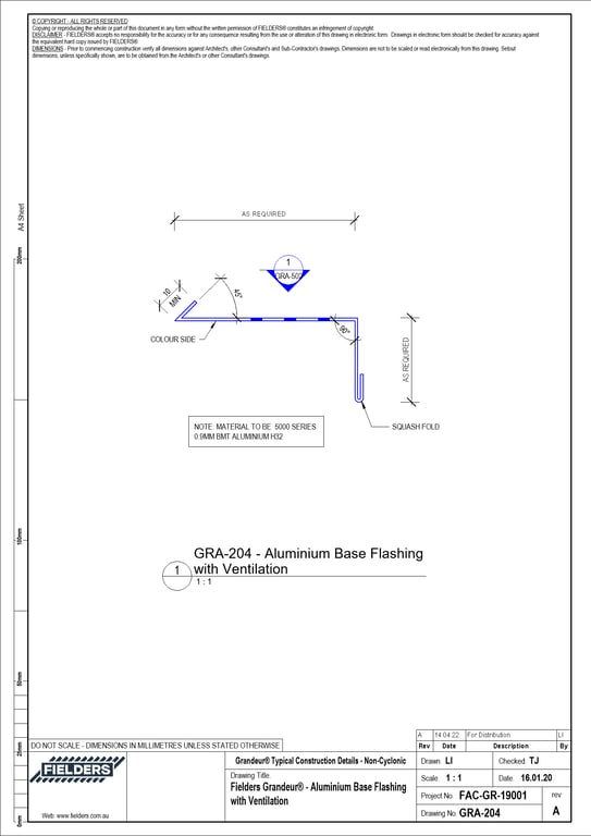 Navigate to GRA-204 - Fielders Grandeur® - Aluminium Base Flashing with Ventilation
