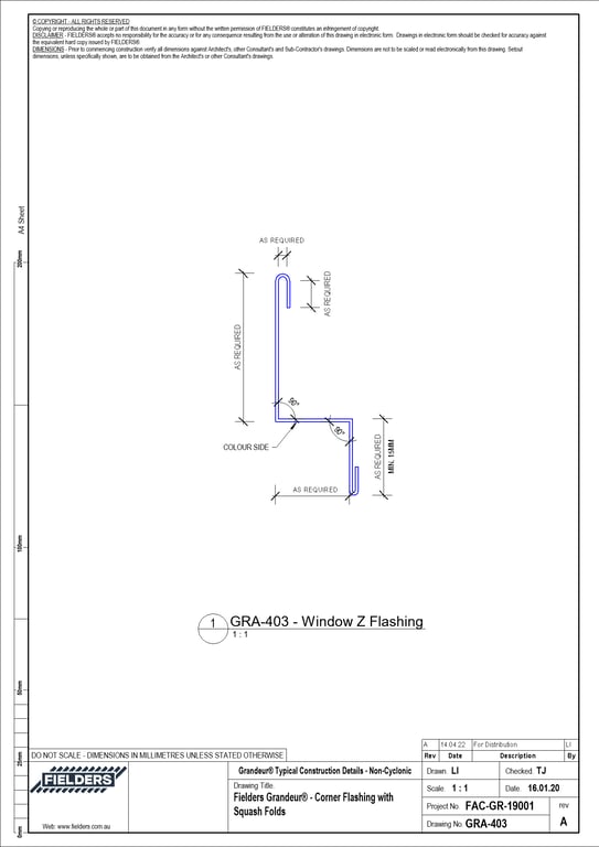 Navigate to GRA-403 - Fielders Grandeur® - Corner Flashing with Squash Folds
