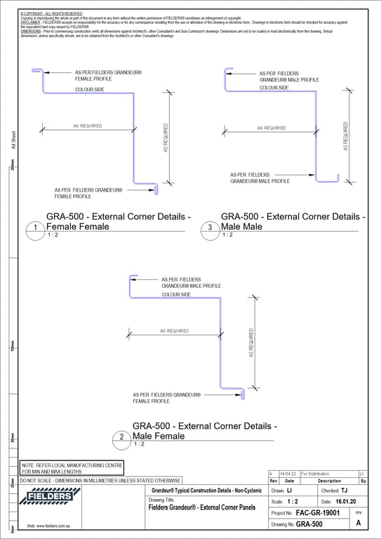  Image of GRA-500 - Fielders Grandeur® - External Corner Panels