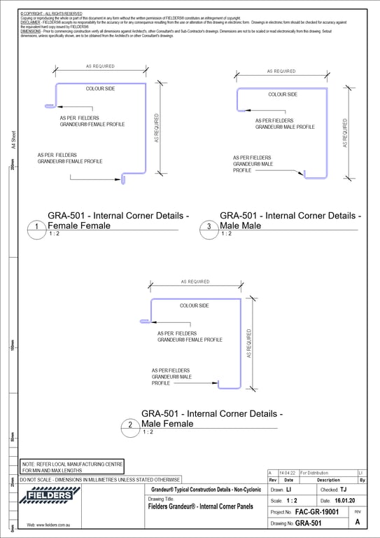 GRA-501 - Fielders Grandeur® - Internal Corner Panels