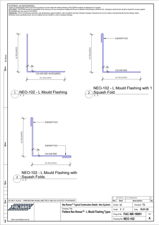 Navigate to NEO-102 - Fielders Neo Roman™ - L Mould Flashing Types