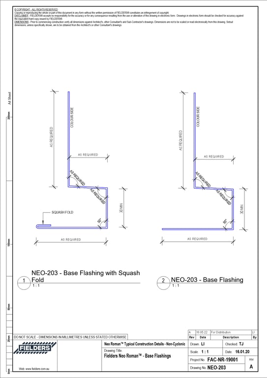 Navigate to NEO-203 - Fielders Neo Roman™ - Base Flashings