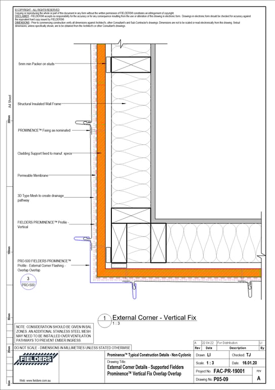 Navigate to P05-09 - External Corner Details - Supported Fielders Prominence™ Vertical Fix Overlap Overlap
