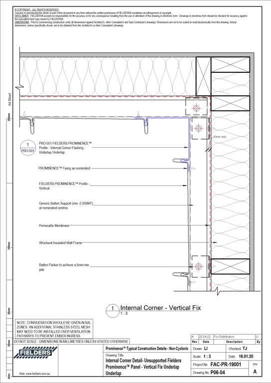 Navigate to P06-04 - Internal Corner Detail- Unsupported Fielders Prominence™ Panel - Vertical Fix Underlap Underlap