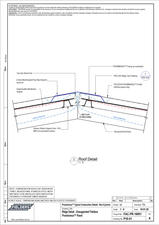 Navigate to P10-01 - Ridge Detail - Unsupported Fielders Prominence™ Panel