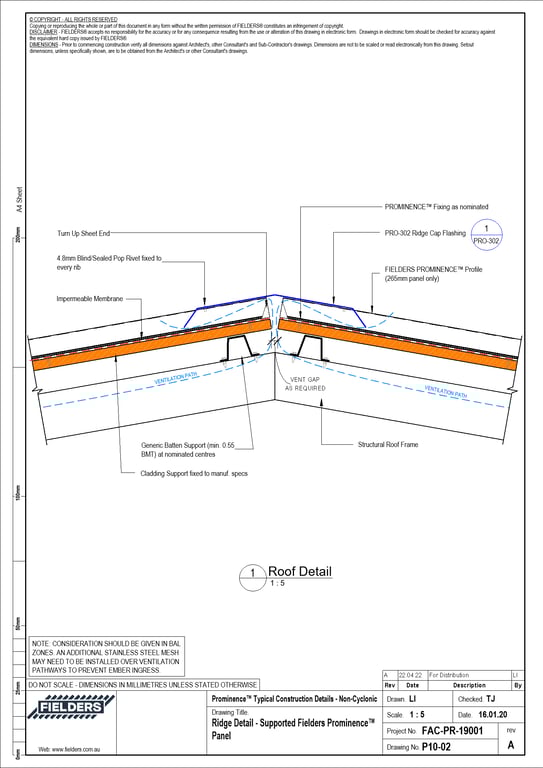 Navigate to P10-02 - Ridge Detail - Supported Fielders Prominence™ Panel