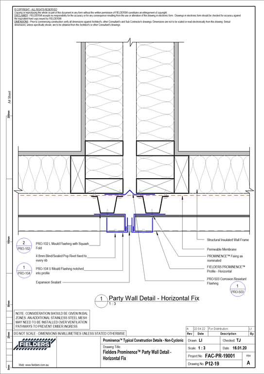 Navigate to P12-19 - Fielders Prominence™ Party Wall Detail - Horizontal Fix