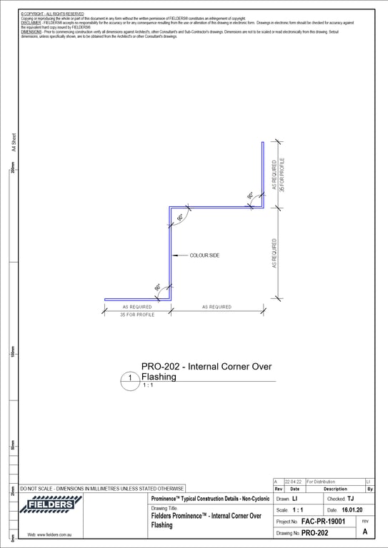 Navigate to PRO-202 - Fielders Prominence™ - Internal Corner Over Flashing