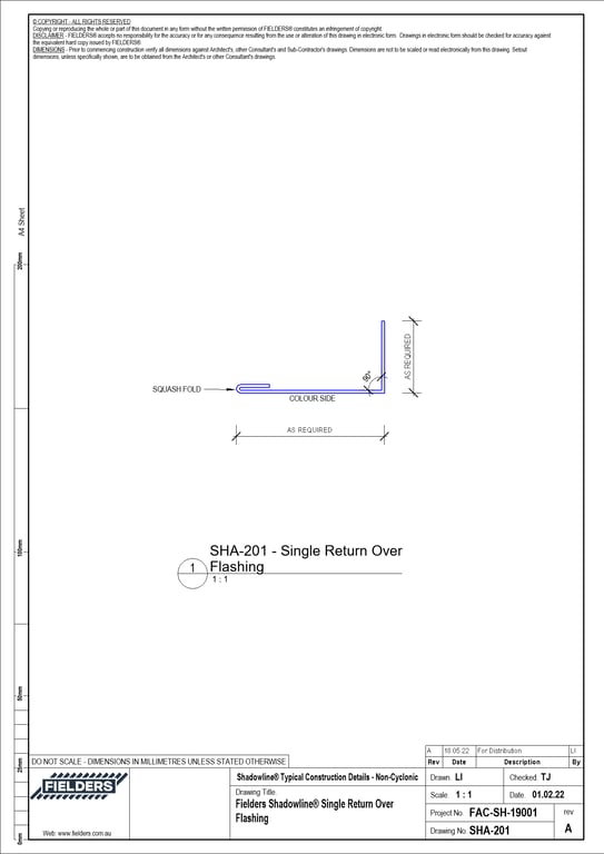  Image of SHA-201 - Fielders Shadowline® Single Return Over Flashing