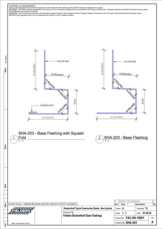  Image of SHA-203 - Fielders Shadowline® Base Flashings
