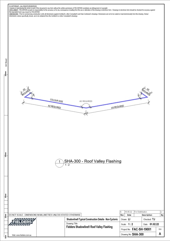Navigate to SHA-300 - Fielders Shadowline® Roof Valley Flashing