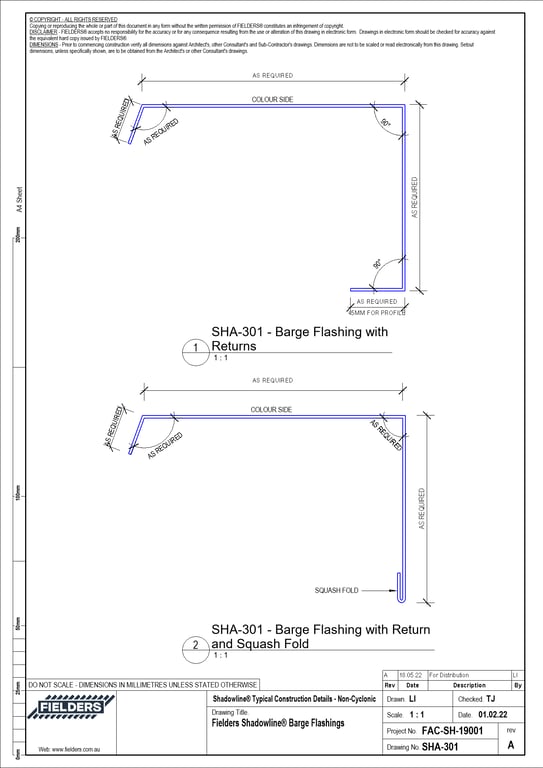 Navigate to SHA-301 - Fielders Shadowline® Barge Flashings