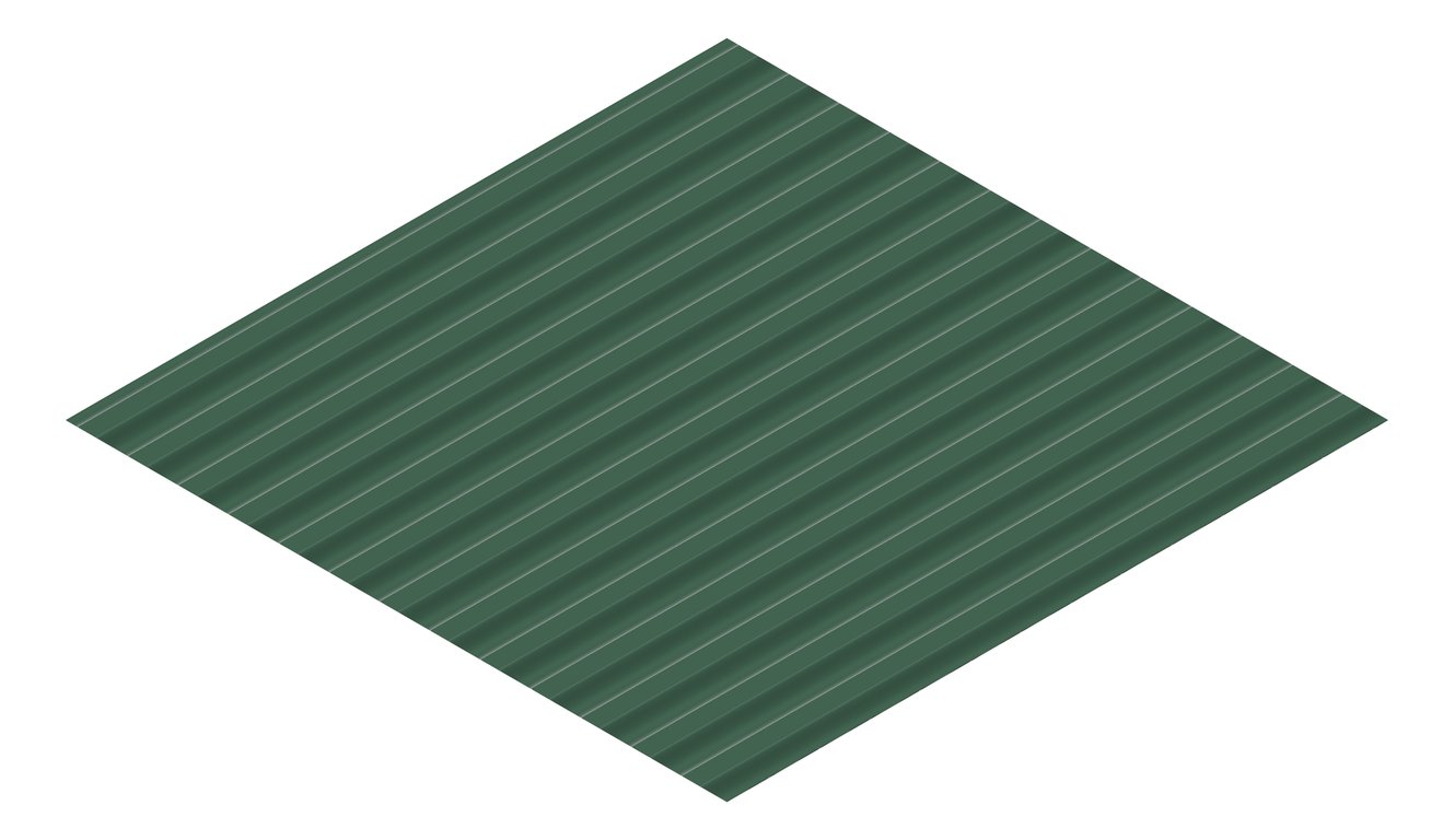 3D Presentation Image of Metal SheetCladding Fielders SRib CottageGreen